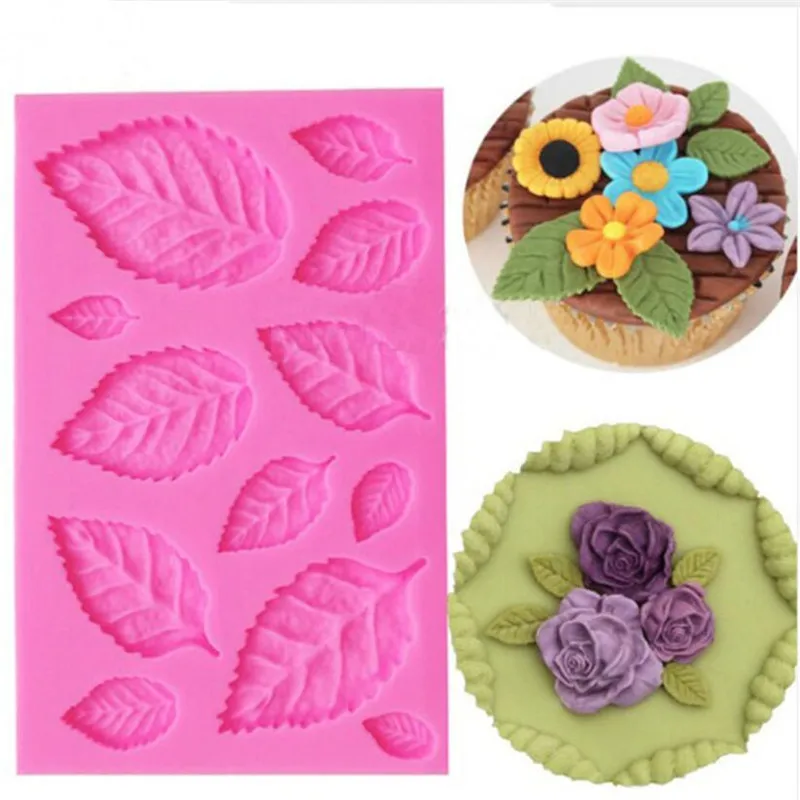 Silicone Leaves Mold Leaf Mould Cake Candy Polymer Clay Fondant Tool 