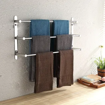 

Stainless Steel Three Towel Bars Rack Wall Mounted Multilayer Bathroom Accessories RT88
