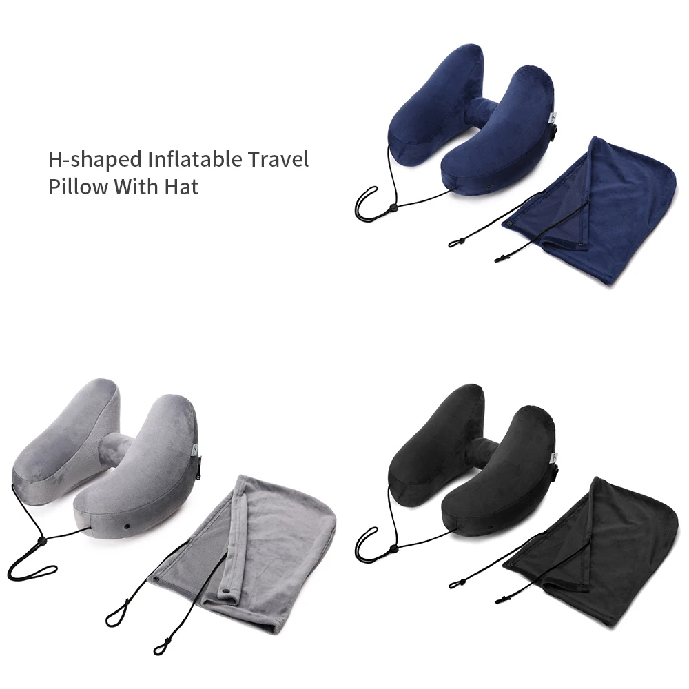 Складная легкая подушка для шеи с ворсом офисная Автомобильная подушка для сна с самолетом h-образная надувная подушка для путешествий с воздушной подушкой