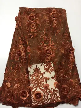 

High Quality Nigerian Lace Fabrics Latest Beaded Mesh African Lace Fabric Bride Guipure French Net Lace Fabric YYZ56923