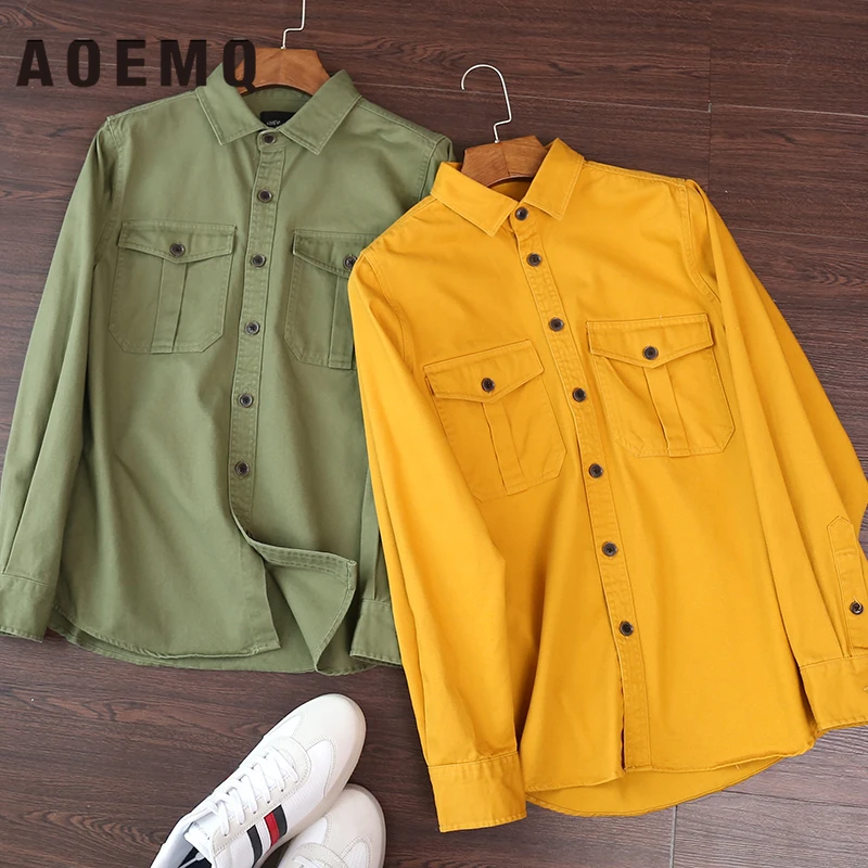 price cut AOEMQ Korea Style Jackets Yellow/Green Color Single-breasted Button Unisex Adults Appointment Jacke