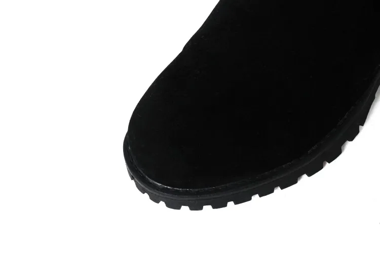 Boots Women Knee High Motorcycle Boots Bow-tied Slip On Martin Boots All Match British Style fashion warm plush Plus Size 44