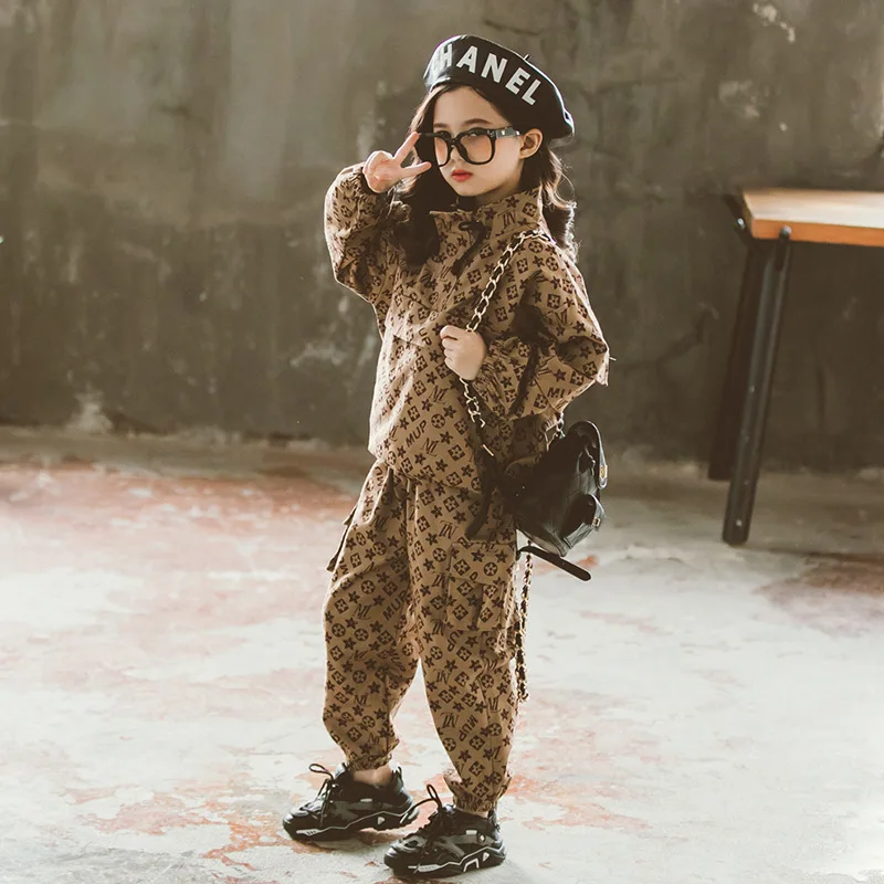 

Girls Spring Clothing 2020 New Style Korean-style Big Kid Versatile Ml Printed Leisure Suit Retro Case 1803c-1090