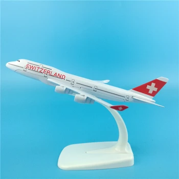 

16cm Swiss Air Boeing 747-400 Simulation Static Passenger Aircraft Decoration 1:400 Switzerland Airlines B747 Aircraft Model