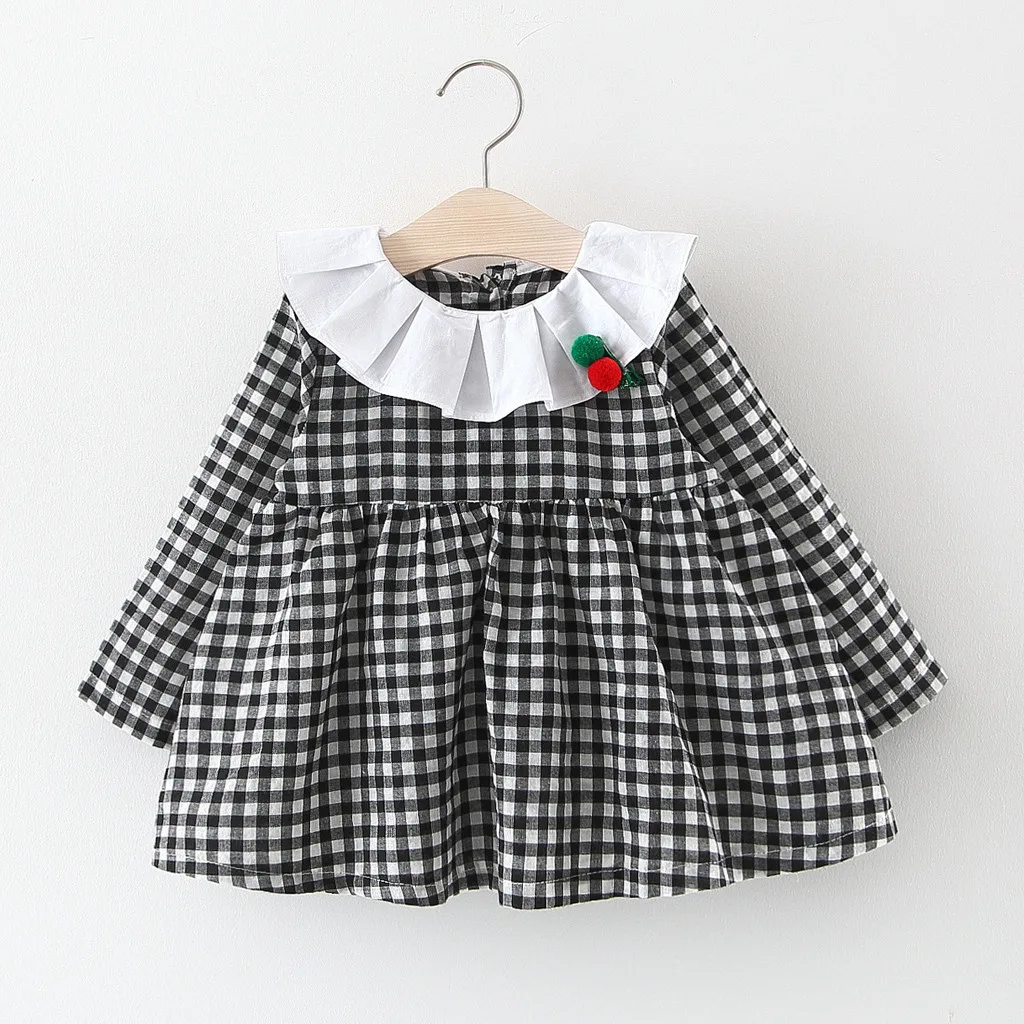 Muqgew для малышей Детские Детское платье для девочек с рюшами на оборках плед печати платья Повседневная одежда осень хлопок Мягкий платье покроя «Принцессы», платье-пачкаrobefille