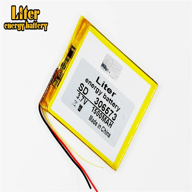 Lithium ion battery 3 line 306573 3.7V 1500mAh lithium polymer LiPo cells power for PAD GPS Vedio game E-Book tablet PC power bank