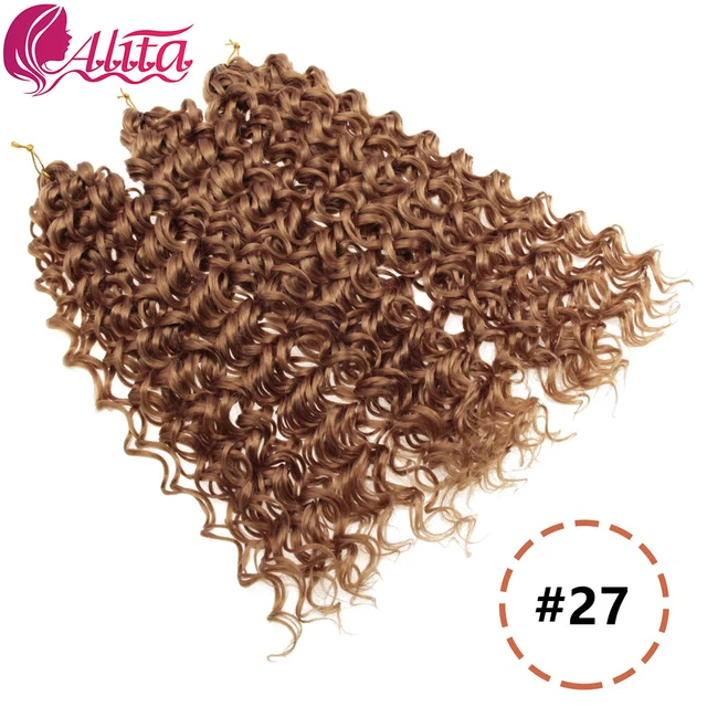 Wavy Strands Crochet Braid Hair10 14 &18inch Synthetic Ombre Wavy Curls Afro Curls Hair For Women Low Tempreture Deep Wave #27
