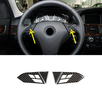 

3D Carbon Fiber Steering Wheel Button Frame Sticker For BMW 5 Series E60 E61 2004-2010 Car Accessories 4 Pcs
