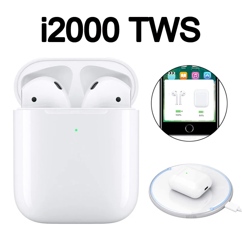 

i2000 TWS Wireless Earphone 6D Super Bass Wireless Charging Earbuds Bluetooth 5.0 Earphones pk h1 Chip i1000 i3000 i5000 tws