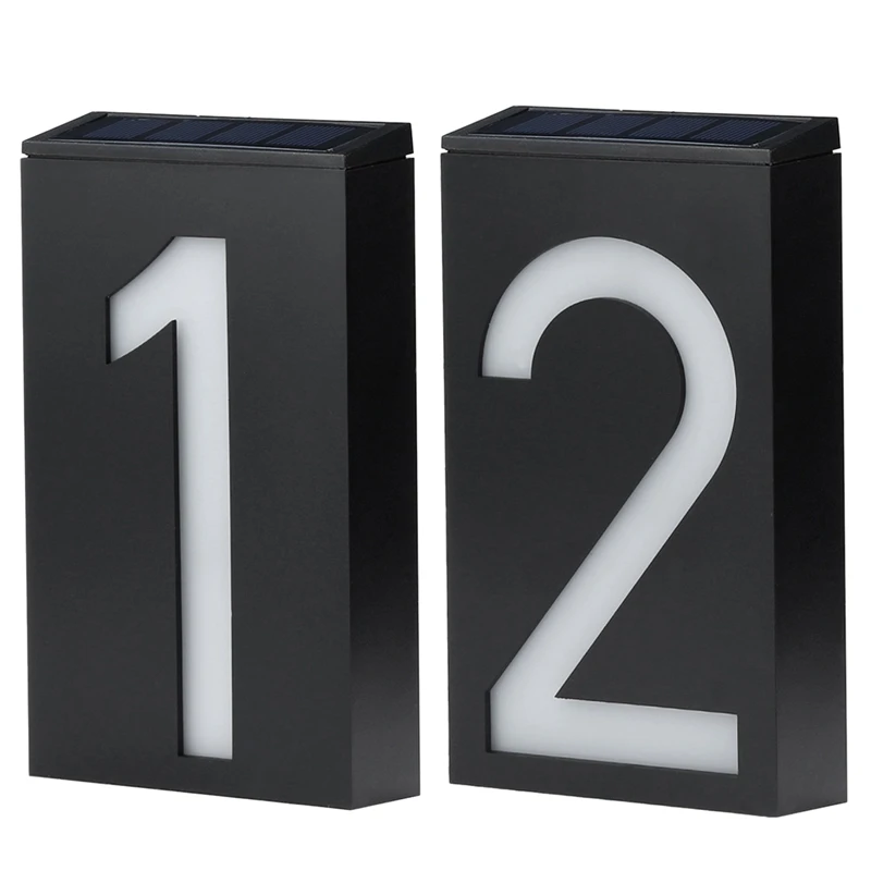 

2 Pcs Solar Power Led Light Sign House Hotel Door Address Plaque Number Digits Plate Lampes Solar Led Solar Lamp Outdoor Home ,