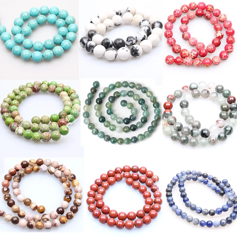 

Turquoises Sea Sediment Agat Natural Stone Beads Loose Spacer Beads for Jewelry Making 4 6 8 10 12mm DIY Bracelet Wholesale