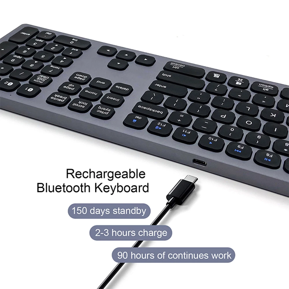 Bk9803 Bluetooth Keyboard Typec Rechargeable Wireless 110key Keyboard