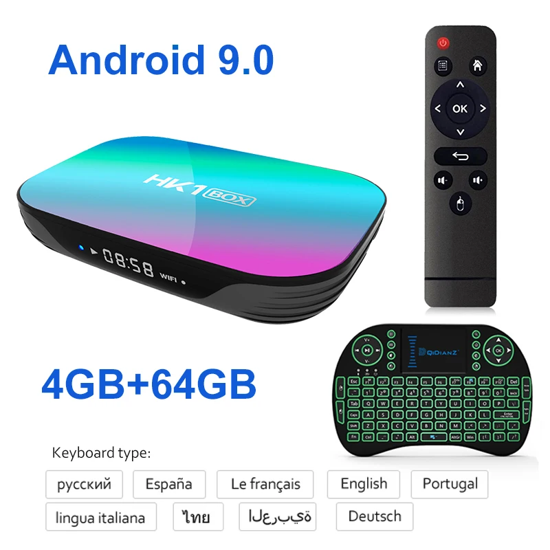 Smart tv BOX hk1box Android 9,0 1000M Amlogic S905X3 8K Dual Wifi BT Netflix быстрая приставка hk1 x3 PK HK1MAX H96 a95x - Цвет: 4G 64G keyboard