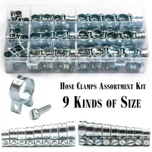 

135Pcs 8-18mm Hose Clamp Double Ears Clamp Worm Drive Fuel Water Hose Pipe Clamps Clips Hose Fuel Clamps Kit