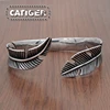 Vintage 316L Stainless Steel Feather Shape Open Cuff Bangle Bracelet For Men Or Women Classic Retro Style Rock Jewelry 2