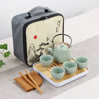

Portable Travel Kung Fu Tea Set Ceramic Chinese Teapot Porcelain Teaset Gaiwan Tea Cups of Tea can Pot With Travel Bag