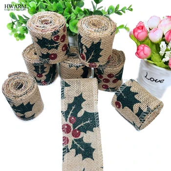 

6pcs 6cm Cherry Fruit Linen Lace Fabric Ribbon DIY Handmade Wedding Christmas Gift Decoration For Home Party Favors Accessories