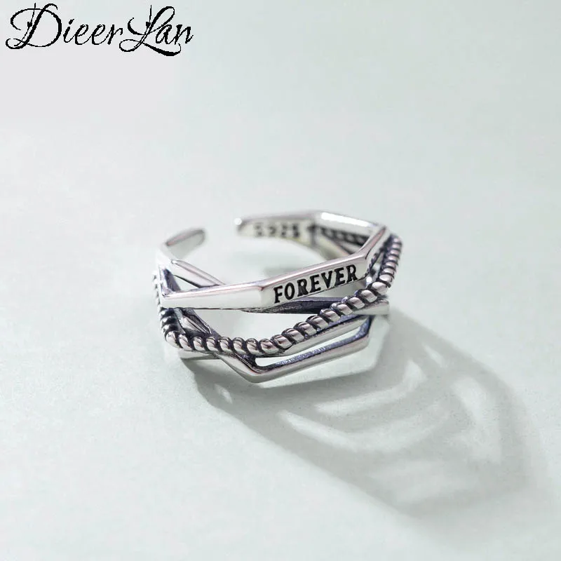 DIEERLAN Bijoux индивидуальные 925 пробы серебряные кольца для влюбленных для женщин Свадебные украшения регулируемый античный перстень Anillos