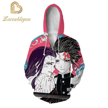 

Japan Anime Demon Slayer Hip Pop Women Men Hoodies Cosplay Autumn Winter Zipper Hoodies Cosplay Costome Tops