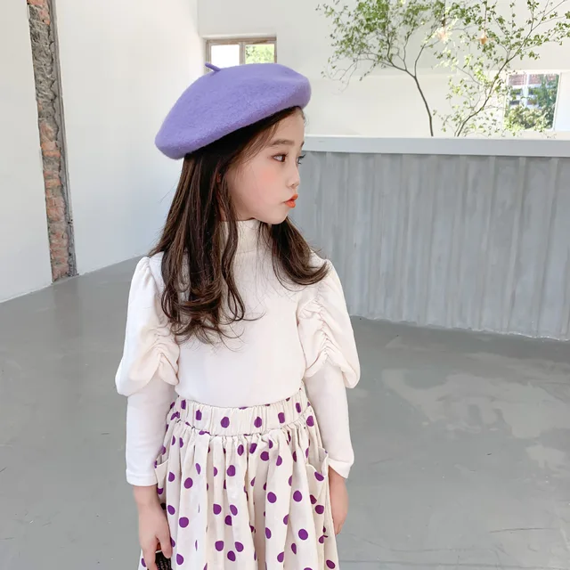 2020 Autumn New Arrival Girls Long Sleeve T Shirt Kids Korean Design Puff Sleeve Tops 3