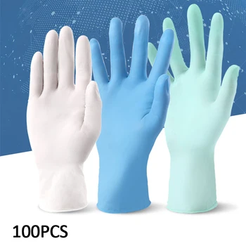 

100PCS Disposable Latex Gloves Nitrile/Rubbe/Latex PVC Disposable Gloves Dishwashing Kitchen/Medical /Work/Rubber/Garden Gloves