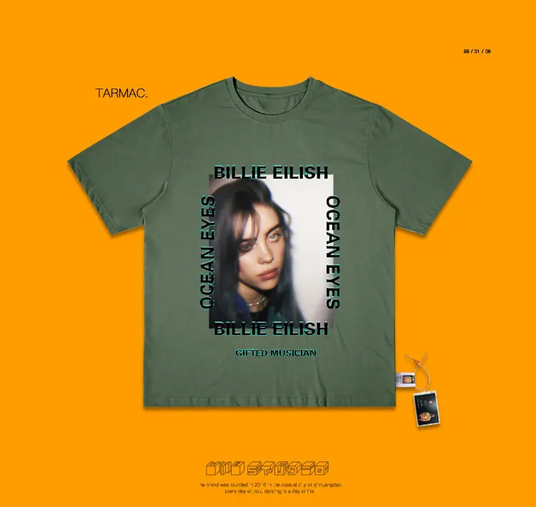 Billieeilish плакат короткий рукав женщина Ins прилива запах свободные Чистый хлопок Футболка личности любителей короткий рукав мужской