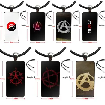 

Fashion Glass Cabochon Pendant Necklace With Women Steel Plated Statement Jewelry For Women Kids Gift Cool Anarchy Logo