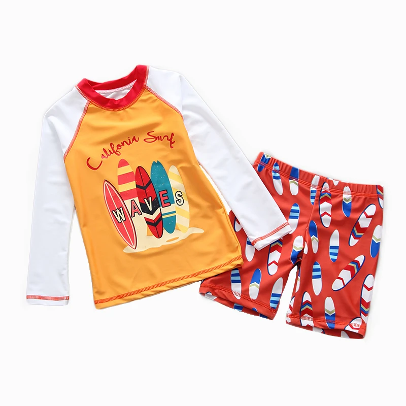 Rash Guard Children Two Pieces Long Sleeves Surf Suit Children's Swimwear Sun UV Protection Toddler Boy Swimsuit Bathing Clothes