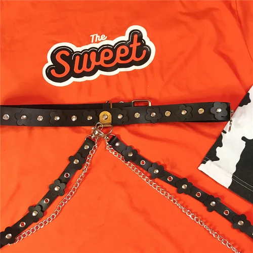 Unisex Pu Leather Harness Belts Big O ring Metal Waist Belt Women Leisure Jeans Chain Buckle Ladies Strap Garter - Цвет: Черный