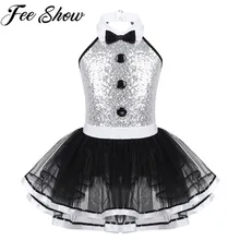 Детское платье без рукавов с блестящими блестками и декоративными пуговицами для балета, танцев, гимнастики, трико, платье с пачкой из сетки, модная одежда