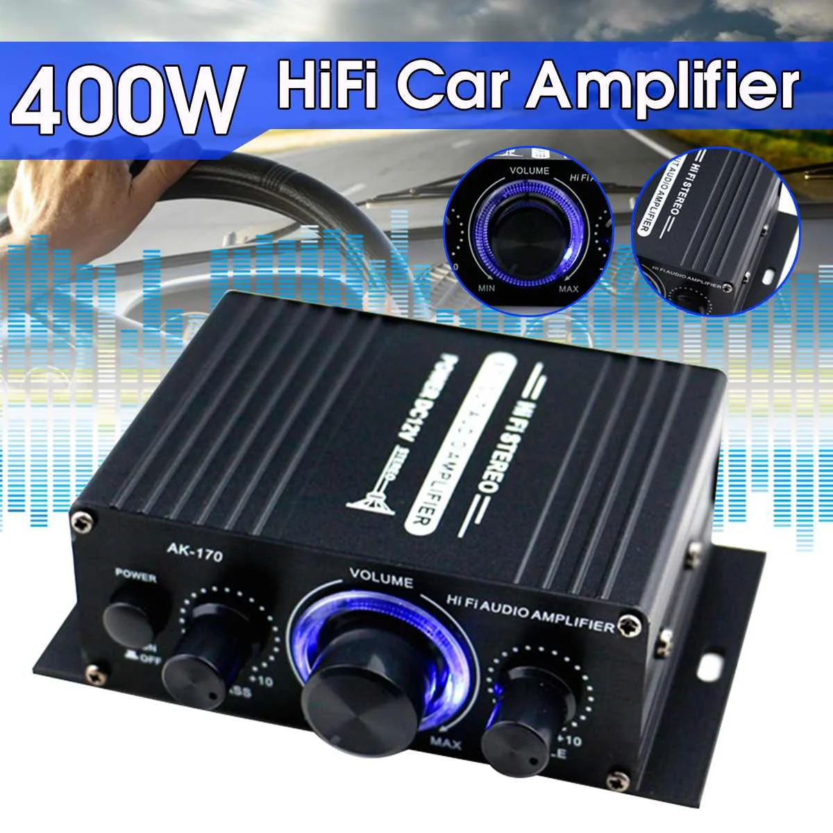 200W+ 200W 12V 2CH автомобильный аудио усилитель HIFI аудио Мощность усилитель bluetooth Стерео усилители FM радио USB W/Дистанционное Управление