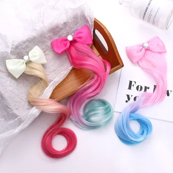 

Girls Cute Gradient Colorful Wig Bow Hairpins Girls Princess Barrette Hair Accessories Candy Color Children Hairpins