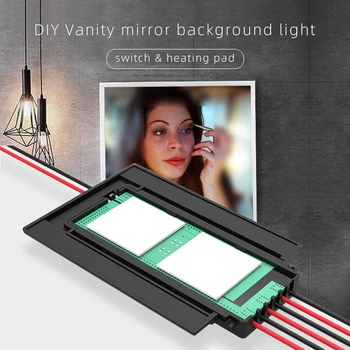 

two button smart washroom mirror switch, with heating pad,30*40cm Anti-fog film, DC12V DIY Vanity mirror background light