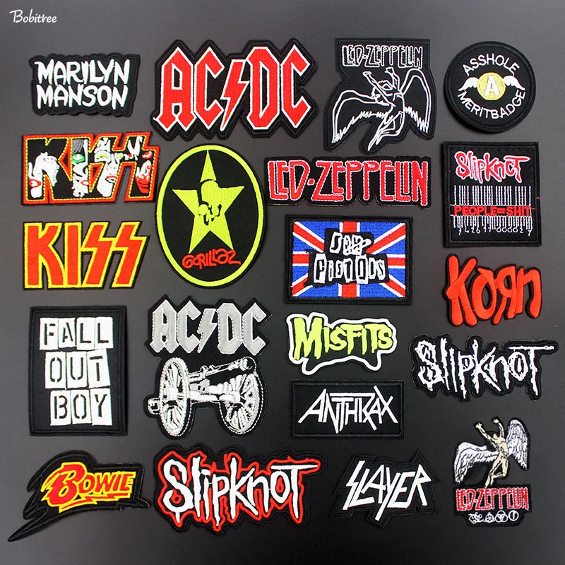 

Music ACDC Rock Band Patches Iron on Embroidered Badges For Jacket Punk Hippie Clothes Stickers Sewing DIY Appliques