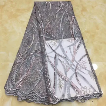 

African sequins Lace Fabric High Quality French pink Net Embroidery Tulle Lace Nigerian sequins Fabric For Wedding Party Dress