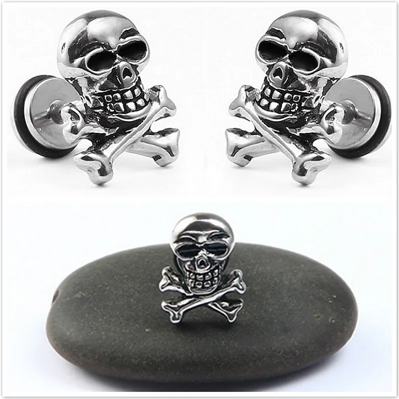 

1 Pcs Stainless Steel Earrings Hip Hop Skull Stud Earrings for Men Women Gothic Earring Rock Biker Ear Earrings