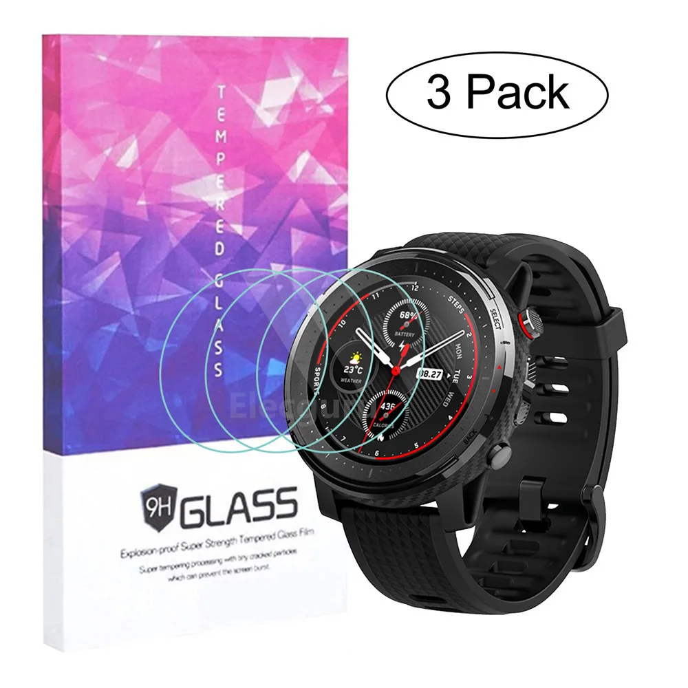Защитная пленка для экрана Amazfit Stratos 3 gps Smart Watch, 9H закаленное стекло 2.5D Защита от царапин пузырьковая Защитная пленка для экрана