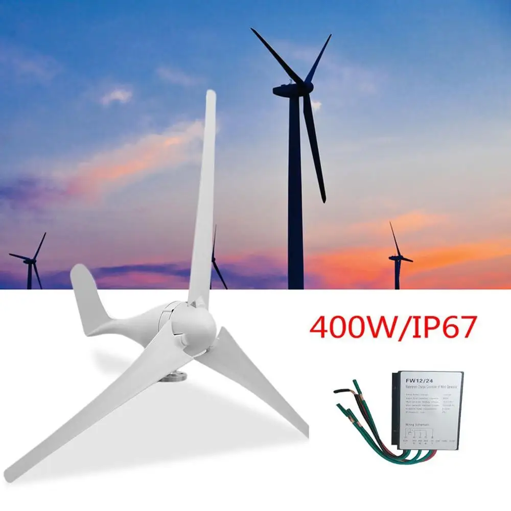 

New FR 400W 12V Wind Turbine Generator Kit of 3 Blades High Efficiency Kit for Home and Business Power Supplementation