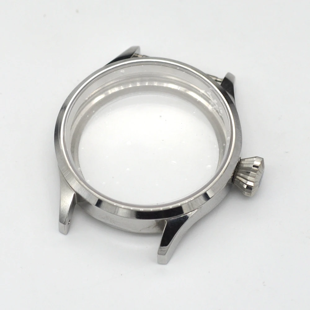 Corgeut 43mm Sapphire Glass polished stainless steel Case Fit 6497/6498 movement SS