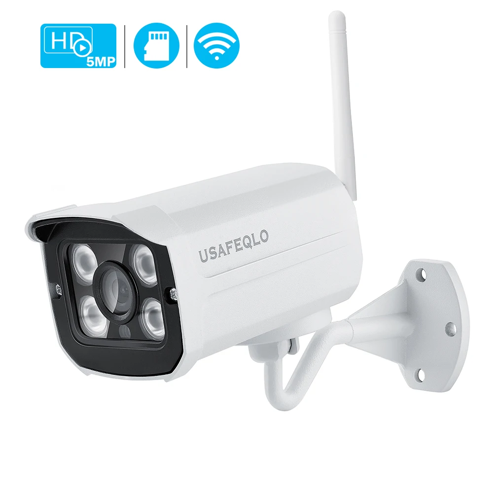 USAFEQLO супер HD 5.0MP Проводная Wifi камера Водонепроницаемая беспроводная камера ночного видения Обнаружение движения Слот для sd-карты onvif-камера