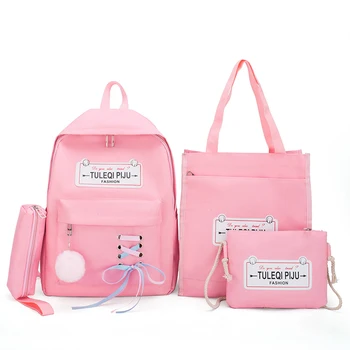 

New 4pcs School Bags For Teenager Girls College High School Backpack Harajuku Casual Schoolbag Shouder Bag Student Bagpack
