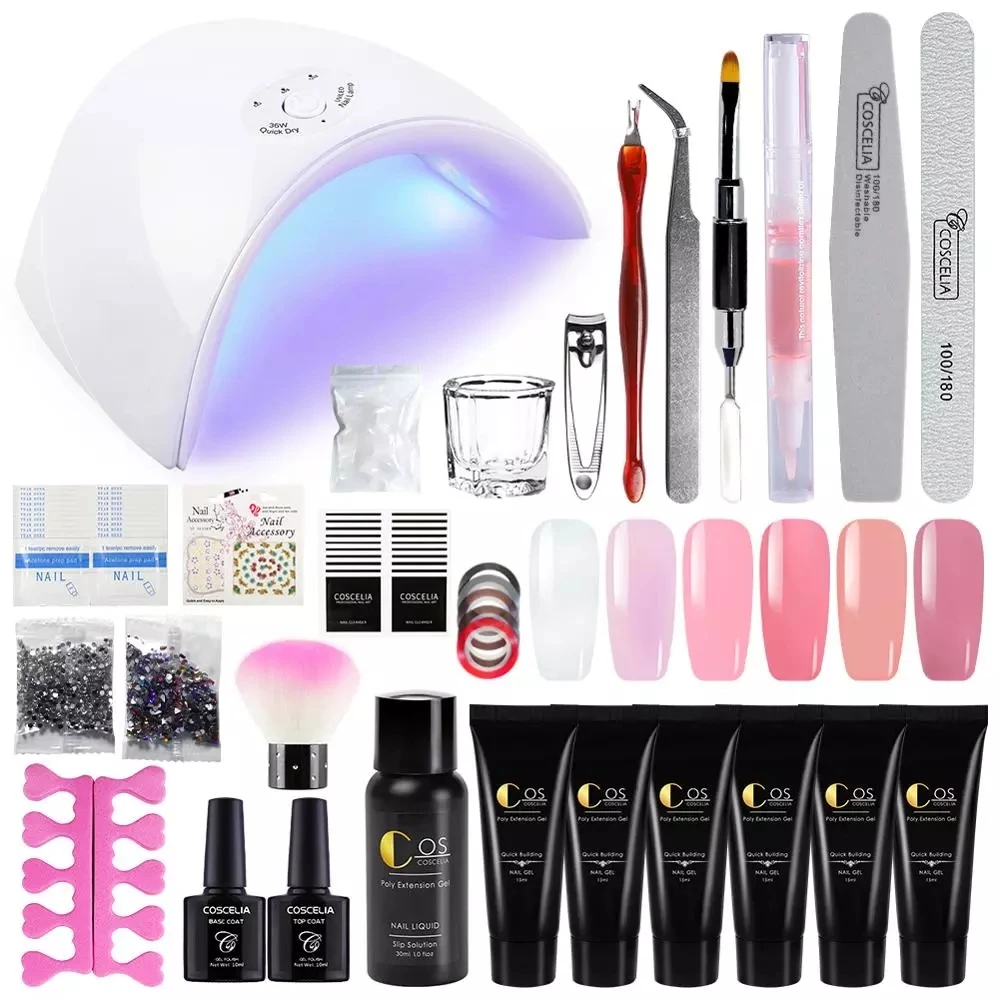  COSCELIA Manicure Set Extend Builder Poly Gel Kits Finger Nail Extension UV LED Acrylic Builder Gel