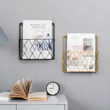 

Office storage Wrought iron metal bookshelf simple wall book magazine file storage rack wall hanging magazine holder book rack