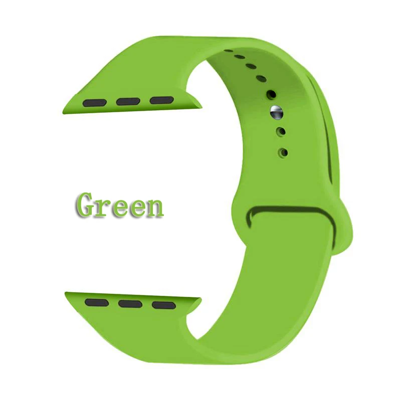 Green Oulucci Одноцветный ремешок для apple watch 38 мм/40 мм/42 мм/44 мм спортивный ремешок силиконовый ремешок аксессуары для apple watch 5/4/3/2/1 - Цвет ремешка: Green