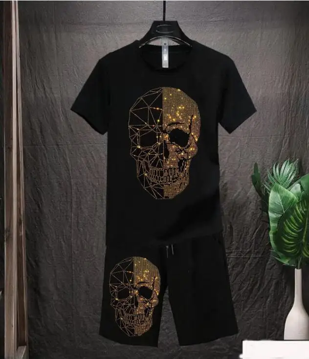 

Designer Two Piece Set Summer Men Tracksuits Rhinestones Sets Track Suit Brand Clothing