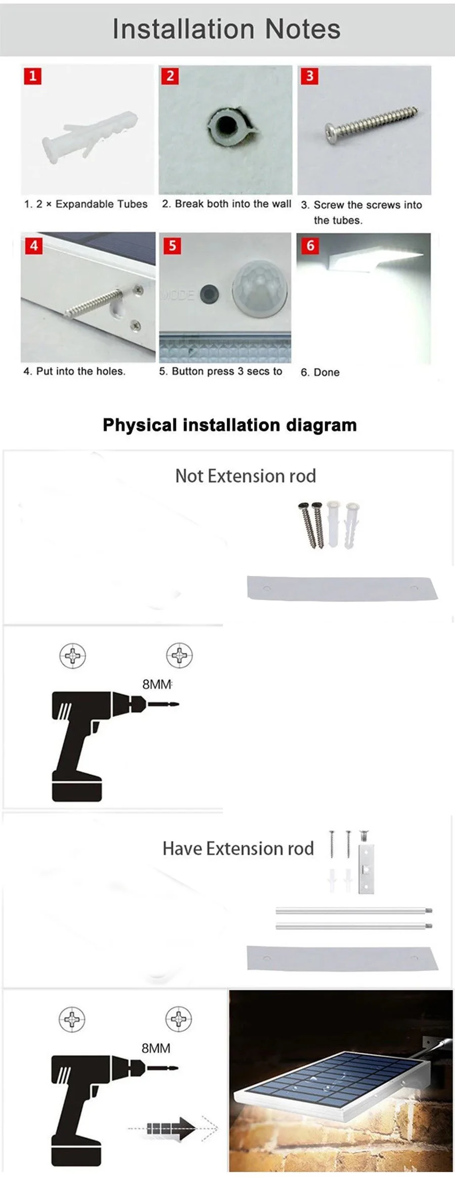 Newest 450LM 48 LED Solar Power Street Light PIR Motion Sensor Lamps Garden Security Lamp Outdoor Street Waterproof Wall Lights