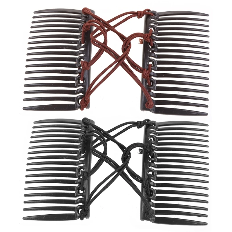 

1/2Pcs Stretchy Knotted Double Comb Hair Clip Adjustable Elastic No Crease Hairpins Women Updo Ponytail Holder Barrettes