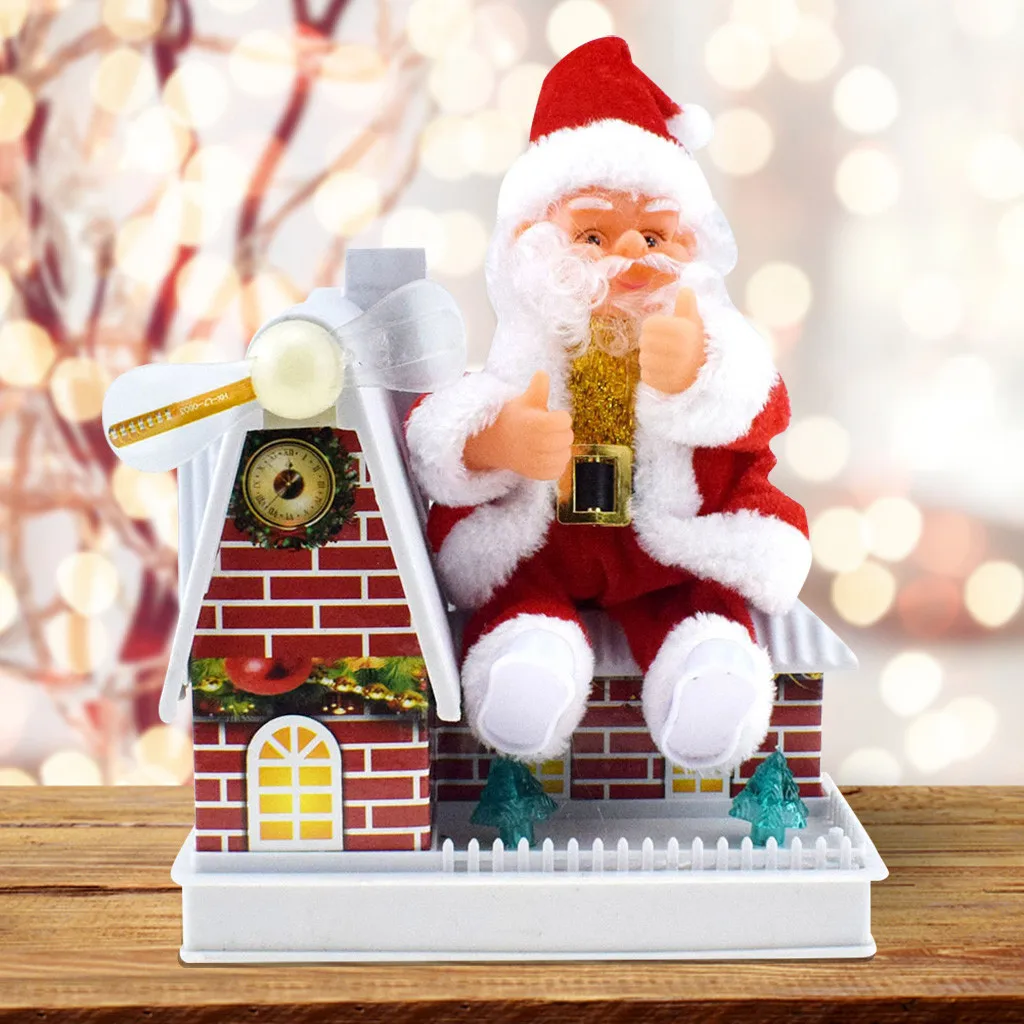 Прекрасный музыкальный Рождественский Санта-Клаус, электрическая подвесная лестница, украшение для рождественской елки, забавные новогодние подарки для детей#25