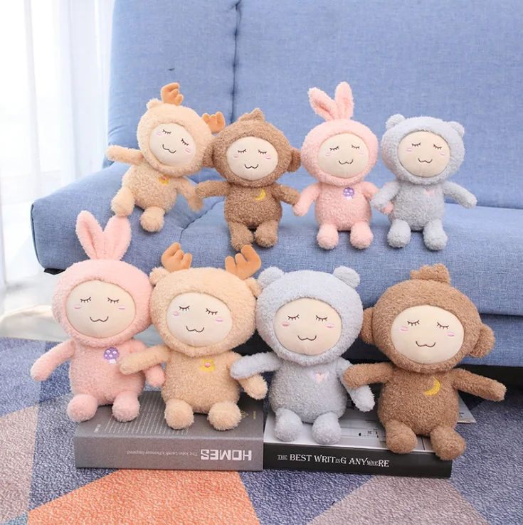 

25cm Creative Forest rabbit monkey bear deer stuffed animal Soothe toys baby calm Dolls Appease plush toys for Children gifts