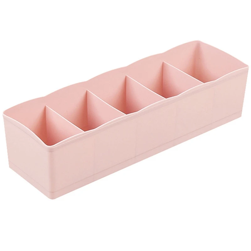 High Quality Durable 5 Cells Plastic Organizer Storage Box Tie Bra Socks Drawer Cosmetic Divider Tidy Dropshipping 26.5*8.5*7cm
